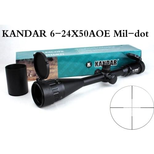 Tactical Optical Sight KANDAR 6-24x50 AOE Mil-dot Reticle RifleScope Locking/Resetting Hunting Rifle Scope