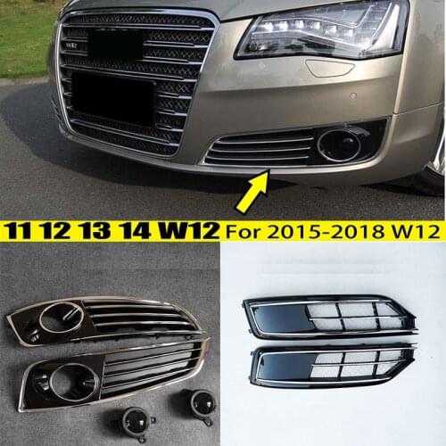 W12 Style Fit For Audi A8 2011 12 13 14 15 16 17 2018 Chrome Frame Chrome ACC Front fog lamp cover