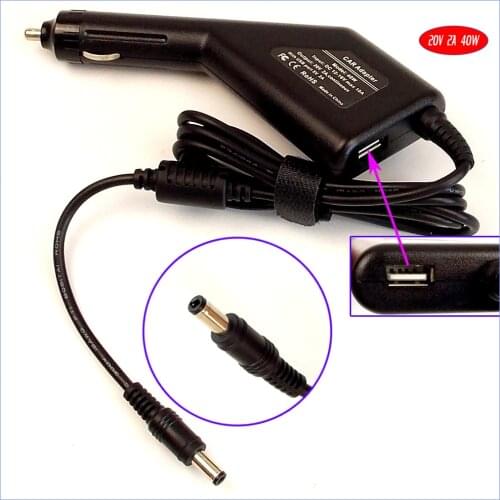 20V 2A 40W Laptop Car DC Adapter Charger + USB(5V 2A) for MSI Wind U90 U100 U115 U120H U120 U150 U160 U260 U310
