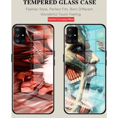 Attack On Titian Anime Tempered GIass Anti-Drop cover For Samsung A71 A51 4G 5G A20 A30 A40 A50 A70 A81 A91 A11