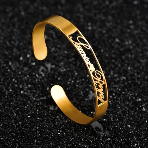 Atoztide 2019 New Personalized Custom Name Bangle For Women Stainless Steel Personalized Open Love Bangle Jwelry Gift For Lover