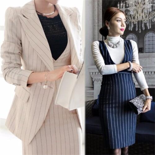 Spring and Autumn Women Korean version of OL suit commute fringes suit jacket + temperament package hip dress Two pieces / sets