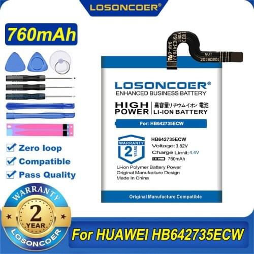 100% Original LOSONCOER 760mAh HB642735ECW Battery For Huawei 3 Pro, 3S,3X, Honor K2 Kids 1ICP7/27/32 Free Tools