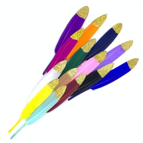 20pcs/lot spray gold powder duck feather10-15cm DIY needlework feathers for crafts Floral Arrangement Material Accessories Pluma