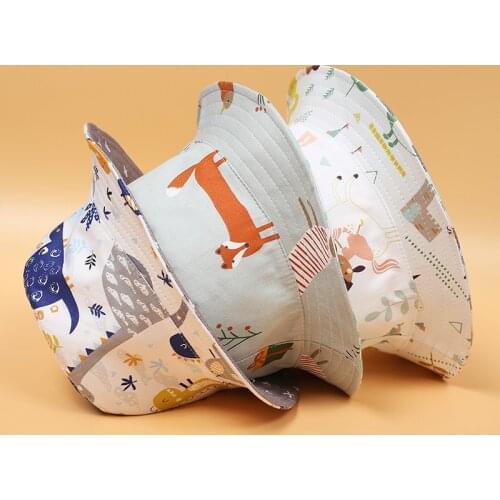 2020 Fashion Animal Pattern Bucket Hats for Girls Women Two Side Reversible Fisherman Cap Summer Sun Hat Kids Birthday Gifts