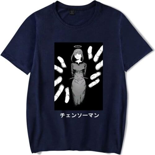 2021 Anime Chainsaw Man Short Sleeves T-shirt Kawaii Printing Men Women Unisex Hip Hop Pullovers Fashion Regular Clothing