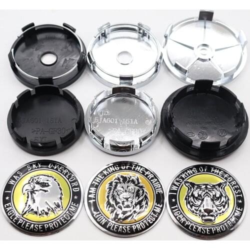 4pcs 56mm 60mm 65mm 68mm eagle tiger lion logo car emblem Wheel Center Hub Cap Rim Creative badge covers sticker accessories