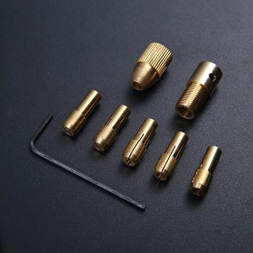 8pcs 0.5-3mm Quick Chuck For Mini Tools Copper Drill Folder Mini Drill Chuck Adapter Collets Copper Cap Axis Drill Collet Tools