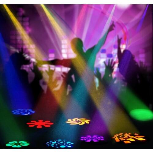 9/11 Channel 25W Disco Party Light DMX512 Mini Moving Head Light 8 Colors LED Stage Light with Shapes Automatic Party Disco Show