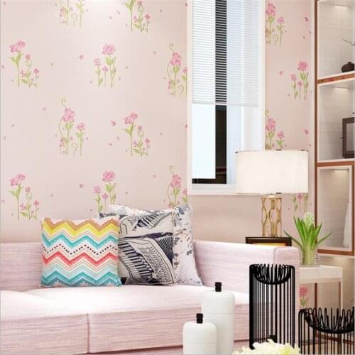 Beibehang Idyllic flowers non-woven pressure wallpaper modern minimalist 3D warm bedroom living room TV background wall paper