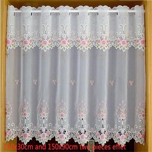 Free Shipping Elegence Half Blinds Lace Coffee Curtain Kitchen Short Drapes Small Closet Home Window Decoration Shades Valance