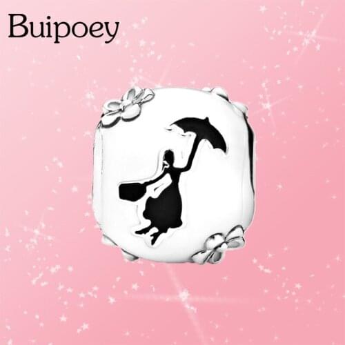 Buipoey 2Pcs Fashion Silver Color Beaded Fairy Mary Charm Fit Brands Bracelet Bangle & Necklace Original Diy Jewelry Accessory