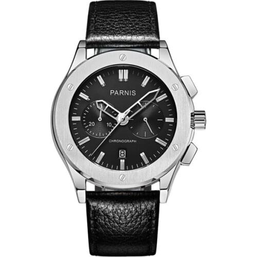 Men chronograph watch,mens sport watches PARNIS man quartz wristwatch military waterproof clock sapphire relogio masculino pilot