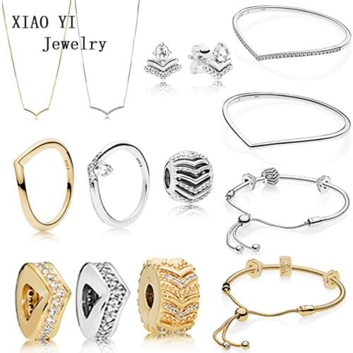 XIAOYI 100% 925 sterling 2019 New Year simple fashion ring earrings charm bracelet suitable with