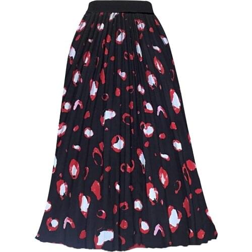 Elastic High Waist Pleated Swing Skirt Graffiti High-waisted A-line Skirt and Large Hem Skirt Pleated Skirt Casual Skirts