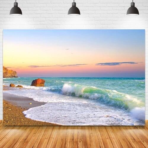 Seaside Sunset Backdrops For Baby Birthday Party Holiday Photocall Tropical Summer Beach Sand Portrait Photography Backgrounds