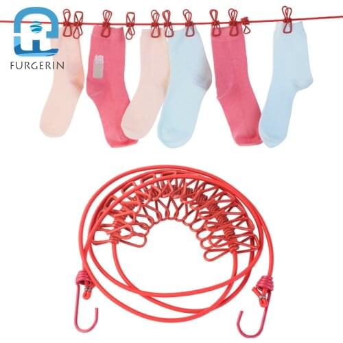 FURGERIN Clothes Line Outdoor Retractable Clothesline Rope with 12 Clips washing line drying rack Laundry Hanger Shirt Folder