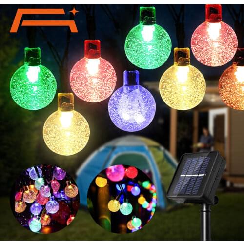Solar String Lights,Outdoor Multicolor Crystal Globe Bulbs Waterproof Fairy Lights with 8 Lighting Modes,Decoration for Yard
