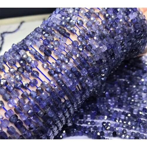 IOLITE BLUE loose beads square faceted 4-5mm nature for making jewelry necklace 14inch FPPJ wholesale