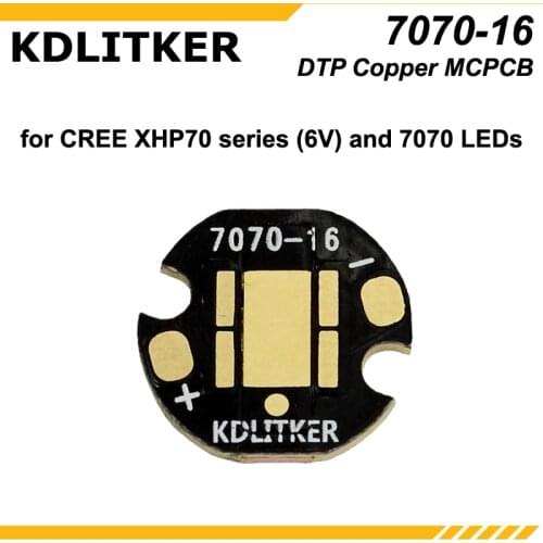 KDLITKER 7070-16 / 7070-20 DTP Copper MCPCB for Cree XHP70 S2eries (6V) / 7070 LEDs ( 5 pcs )