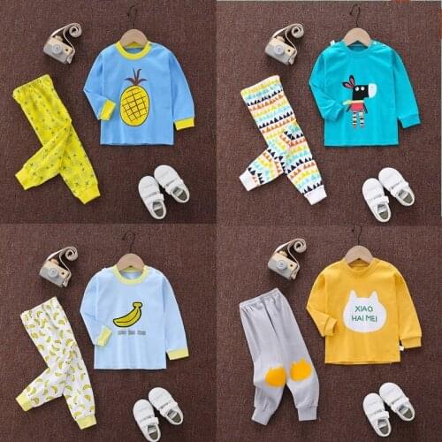 Male Underwear Sets Spring and Autumn Children Thermal Underwear Home Wear Long Sleeve Girls Cotton Pajamas Piece