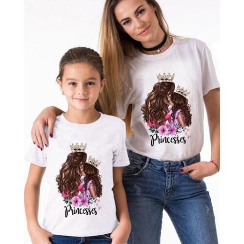 Beautiful T shirt Mom and Daughter Dress Super Mom Vogue Spring Summer Baby Girl Clothes Family Look Outfits Graphic T-shirts