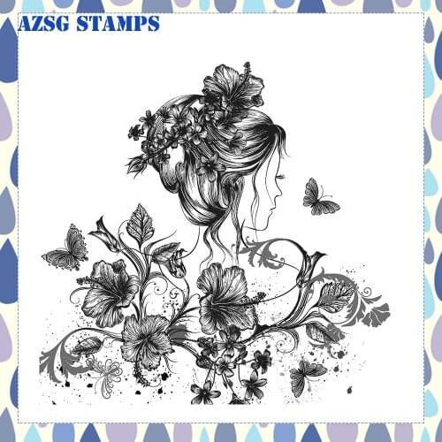Beautiful Flower Girl Background Clear Stamps For DIY Scrapbooking/Card Making/Album Decorative Silicone Stamp Crafts
