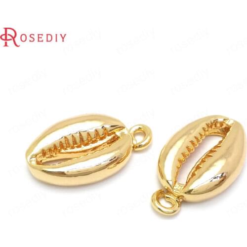 37060)6PCS 17x10MM 24K Gold Color Brass Conch Seashells Charms Pendants Jewelry Making Supplies Diy Findings Accessories