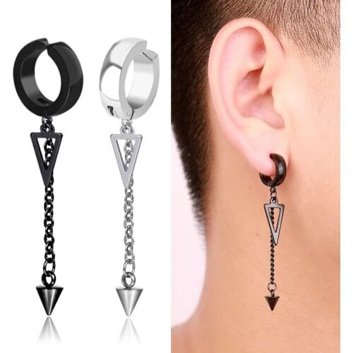 1 Pair Hot Fashion Personality Circle Round Triangle Earrings for Men Drop Earrings Punk Rock Style Male Men Earrings Jewelry