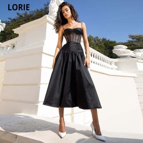 LORIE Short A-line Satin Evening Dresses 2021 Vestidos De Noche Sweetheart Fish Bone Party Celebrity Graduation Gowns