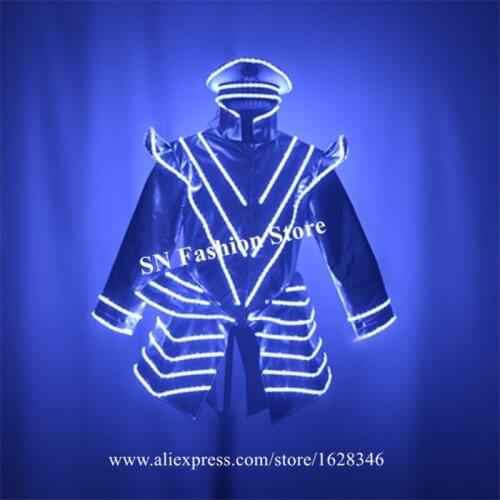 M12 Ballroom dance led costumes bar party stage wears luminous glowing jacket models performance dress clothing club RGB suit