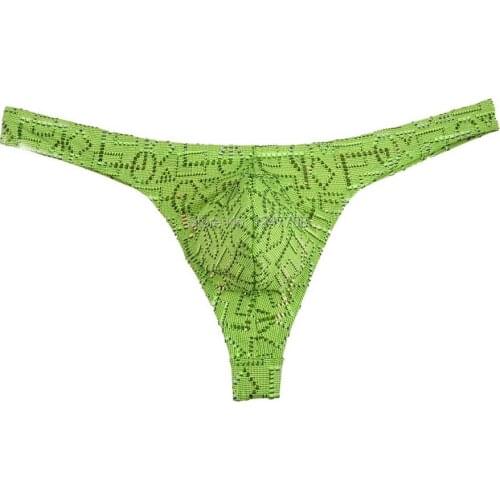 Mini Bikini T-back Men Thong Hollow Jacquard G-string Gay Pouch Underwear