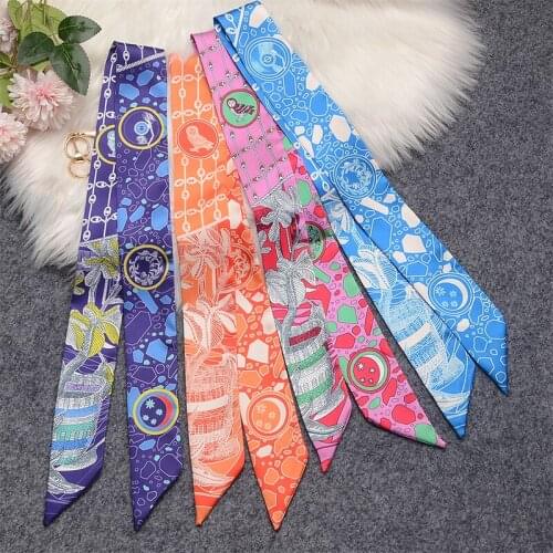Fashion Printed Silk Scarf Women Luxury Office Ladies Hair Band Accessories For Bags Women Bandana Headband Neckerchief 2021