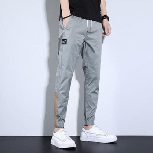 2021 mens fashion spring and summer new mens casual pants stretch loose harem sports pants mens nine-point beam pants men