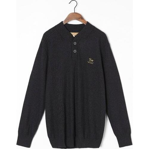 100%Cashmere Sweater Men Natural Fabric High Quality Embroidery Winter Pullover Dark Grey V-neck Pure Cashmere Sweaters Man