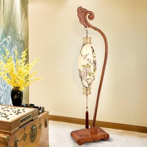Zq Floor Lamp Living Room Study Bedroom Floor Lamp Solid Wood Classic Style Chinese Royal Court Style Lamps