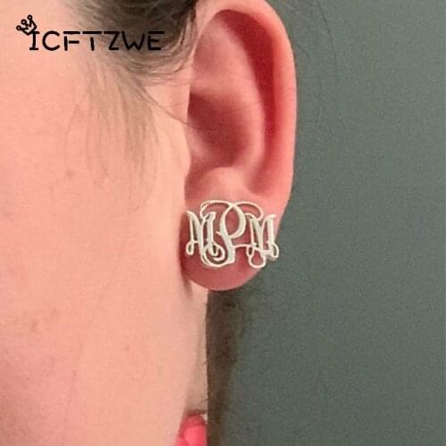 Delicate Custom Initials Monogram Earring Stainless Steel Personalized Name Jewelry Women Bridesmaid Letters Brincos Earrings