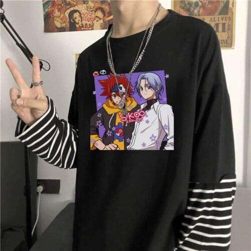 Latest Japan Anime SK8 The Infinity T Shirt Harajuku Cartoon Skateboard Game Reki Langa Graphic Women Summer Striped Tshirts