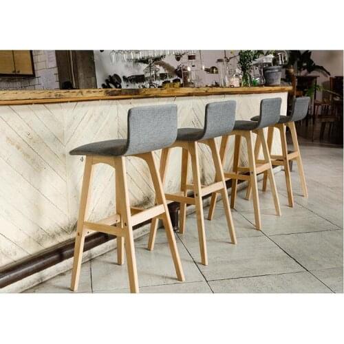 Backrest solid wood bar chair bar chair bar stool bar stool simple household high chair front desk chair