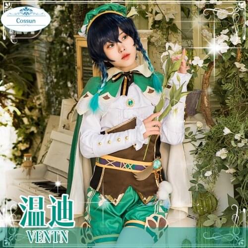 Hot Game Genshin Impact Venti Cosplay Costume God Of Wind Fashion Lovely Uniform Suit Full Set Role Play S-XXL New Style