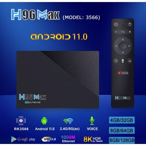 H96 MAX RK3566 Smart TV Box Android 11 8GB RAM 64GB 4GB 32GB Support 1080p 8K 24fps Google Play Youtube H96Max Media Player