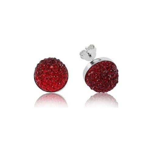 Silverlina Silver Red Studded Earrings
