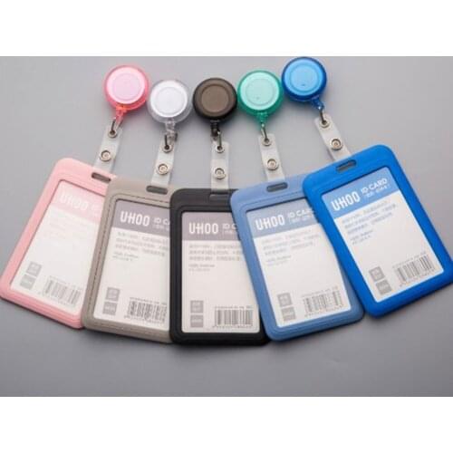 Cute Transparent Badge Holder Easy to Pull Retractable Buckles Student Nurse Exhibition ID Name Card Badge Reel Office Supplies