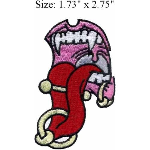 TATOO PIERCED TONGUE 1.73"wide embroidery patch for PIERCED/ FREAK SHOW/GET PIERCED