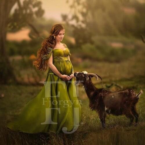 Grass Green Color Sweetheart Woman Party Dresses Special Maternity Gown for Photoshoot and Formal Events Satin Pregnant Dress