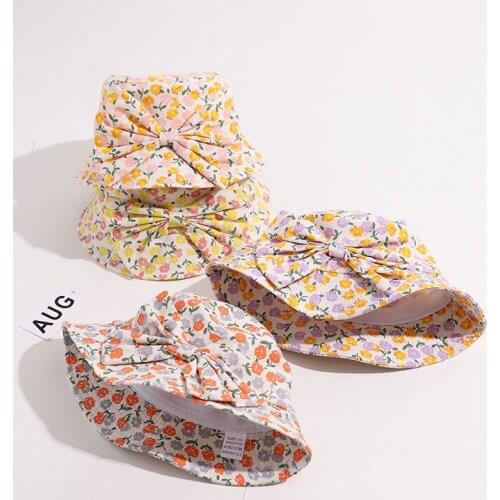 Spring and Summer New Fisherman Hat Children Outdoor Sunscreen Sun Hat Cute Bow Baby Sun Hat Basin Hat Female