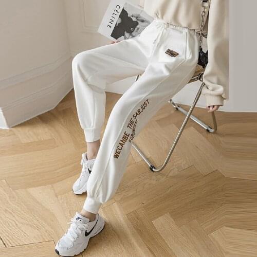 Spring Autumn Sweatpants Women Unisex Embroidery Wide Leg Sweat Pants Men Women Pants Swearshirt Pants Casual Loose Baggy Pants