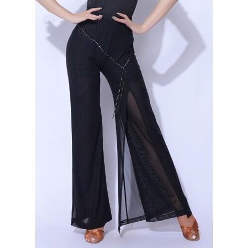Women Mesh Latin Dance Pants Ballroom Cha Cha Dancing Training Wear Tango Competition Trousers Performance Stage Clothing YS1689