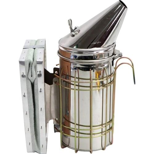 1PC Stainless Steel Bee Hive Smoker Galvanized Iron With Heat Shield Protection Beekeeping Honeycomb Tool Apiculture Equipment