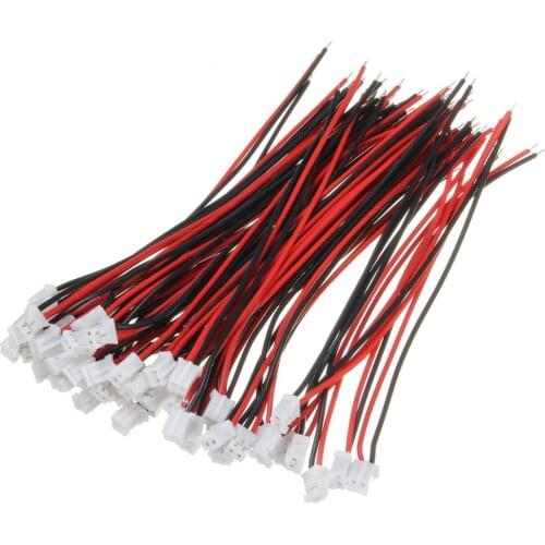 100Pcs Mini Micro JST 2.0 PH 2Pin Connector Plug With 120mm Wires Cables